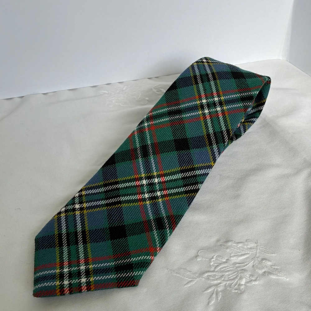 Lochcarron Tie Scott Green Tartan Plaid 100% Wool Made in Scotland Preppy Celtic